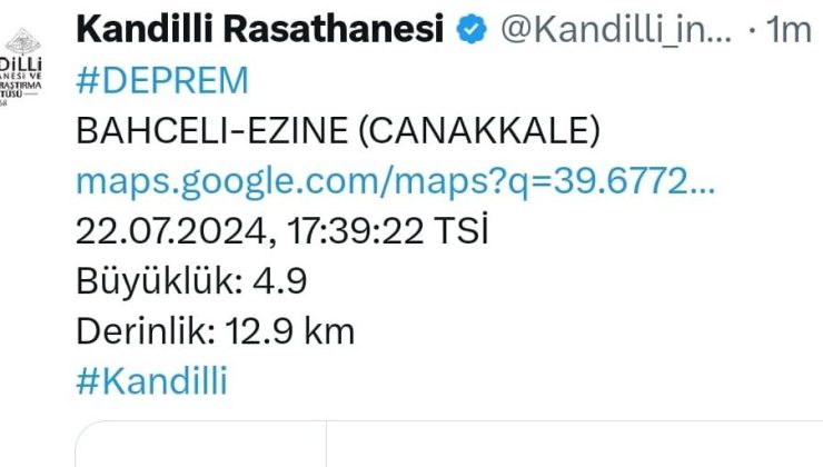 Keşan’da da hissedildi
