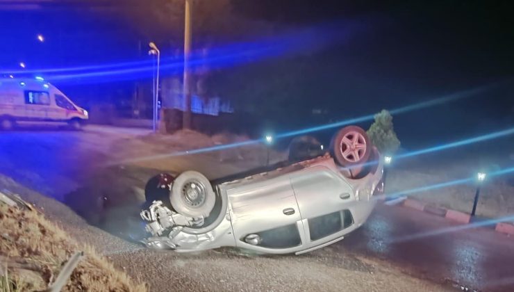 Ana yoldan tali yola doğru takla attı