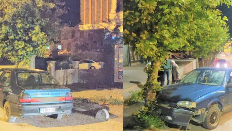 Kaldırımdaki ağaca çarparak durabildi