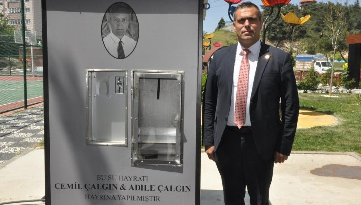 Muhtar Uzdilli, Cemil ve Adile Çalgın hayrına yapılan çeşme için teşekkür etti