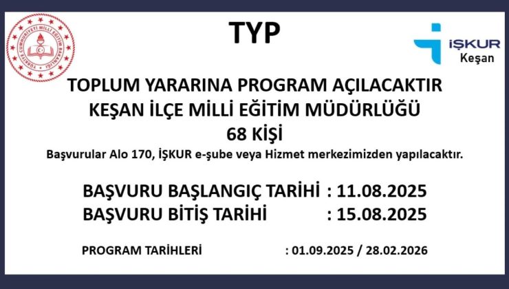 TYP kapsamında 68 işçi alımı yapılacak
