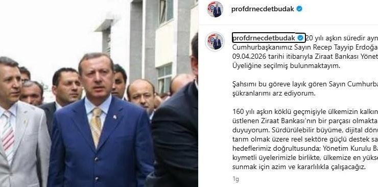 Prof. Dr. Necdet Budak Ziraat Bankası Yönetim Kurulu üyeliğine seçildi