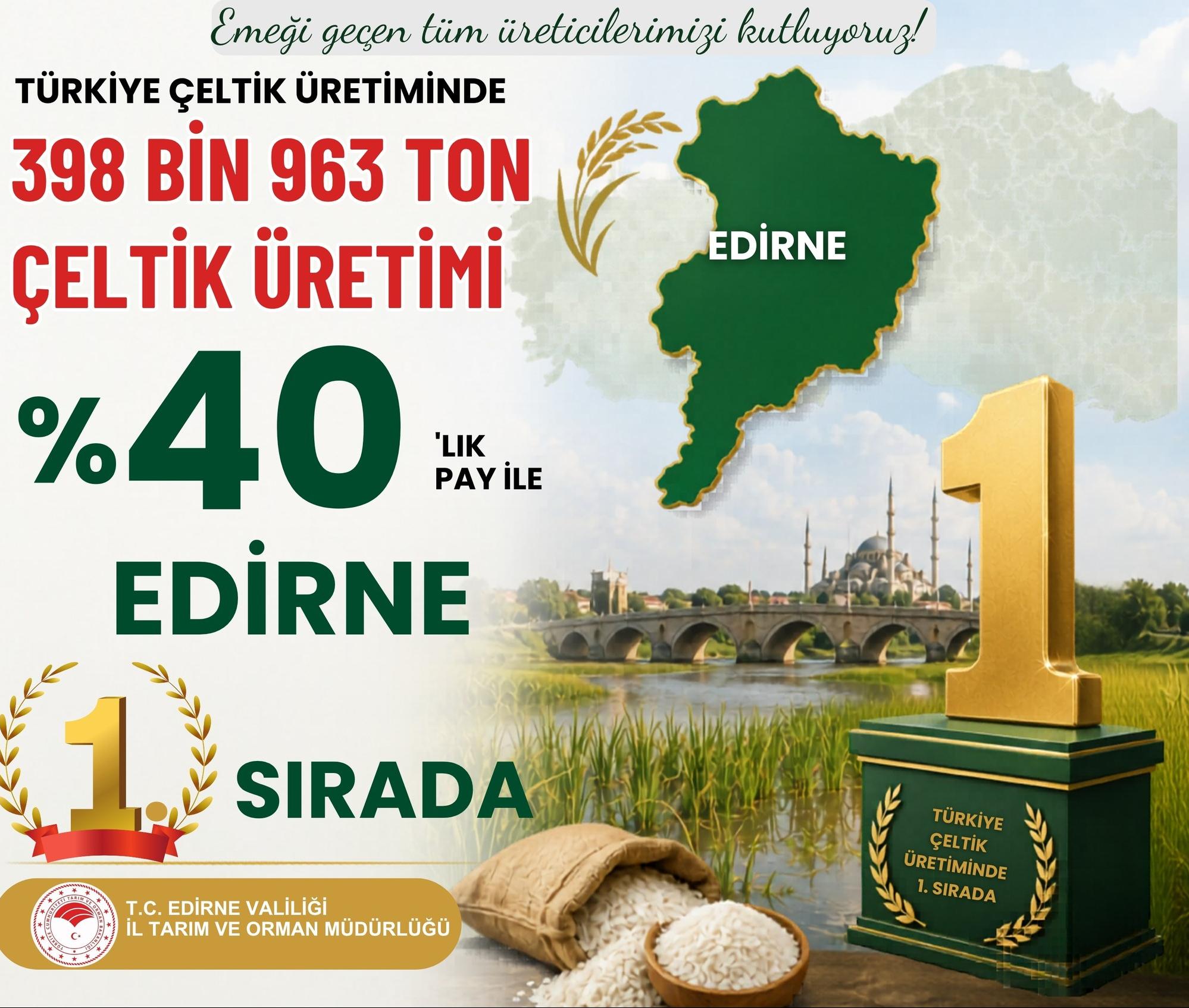 Edirne, bitkisel üretimde zirvede