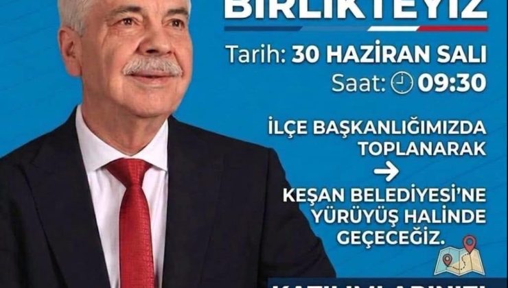 Özcan, partililerin yürüyüşü ile bugün Belediye Başkanlığı makamına geçecek